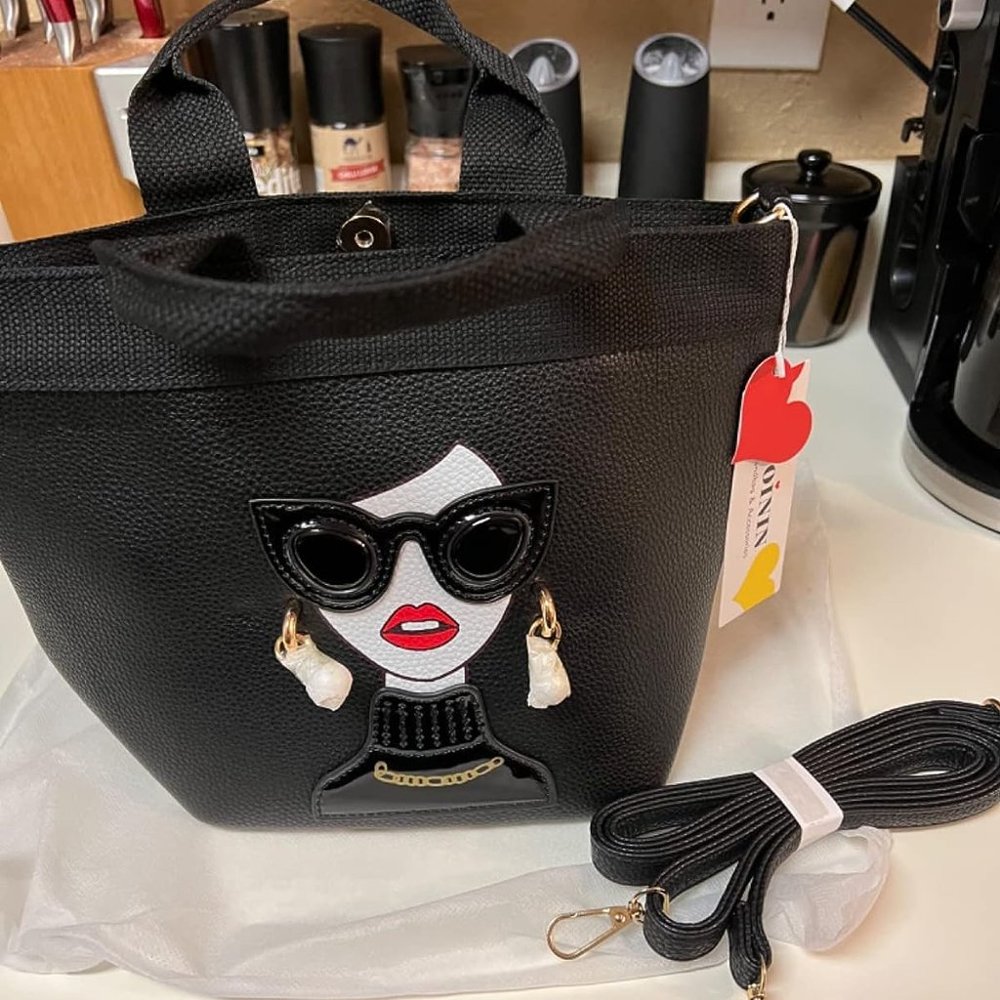 ENJOININ Funky Lady Face Purse for Women Casual Shopping Bag Top Handle Satchel